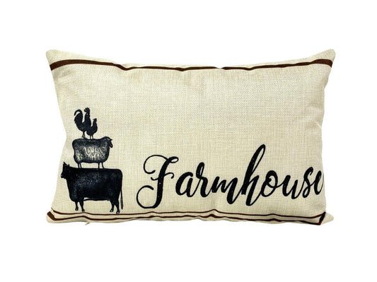 Farmhouse Stacked Animals | Pillow Cover | 18 x 12 | Primitive Decor |