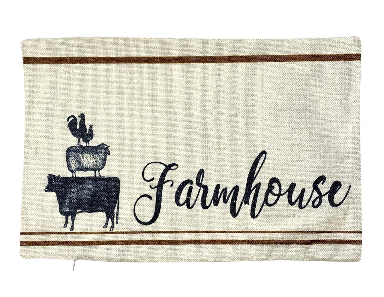 Farmhouse Stacked Animals | Pillow Cover | 18 x 12 | Primitive Decor |