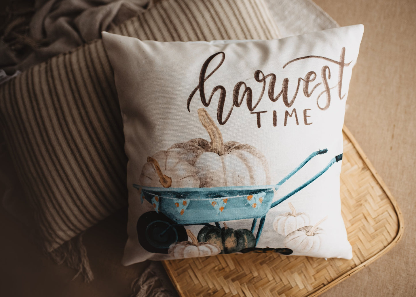 Give Thanks | Pumpkin Wagon Pillow | Farmhouse Pillows | Country Decor