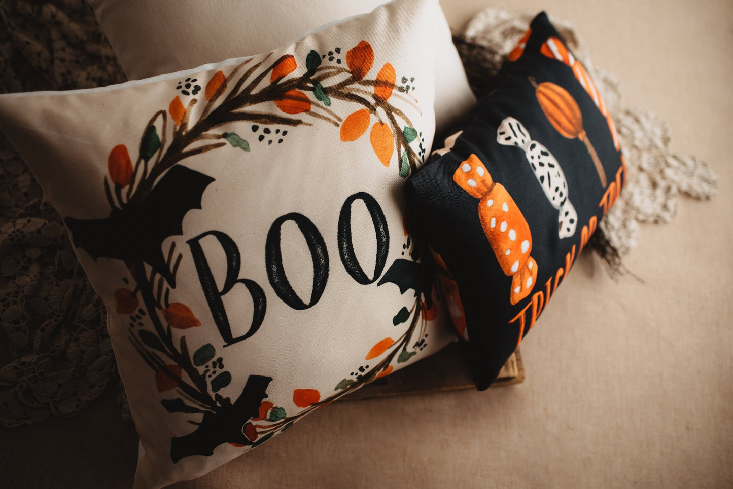 Boo Halloween Wreath Pillow Cover |  Fall decor | Farmhouse Pillows |