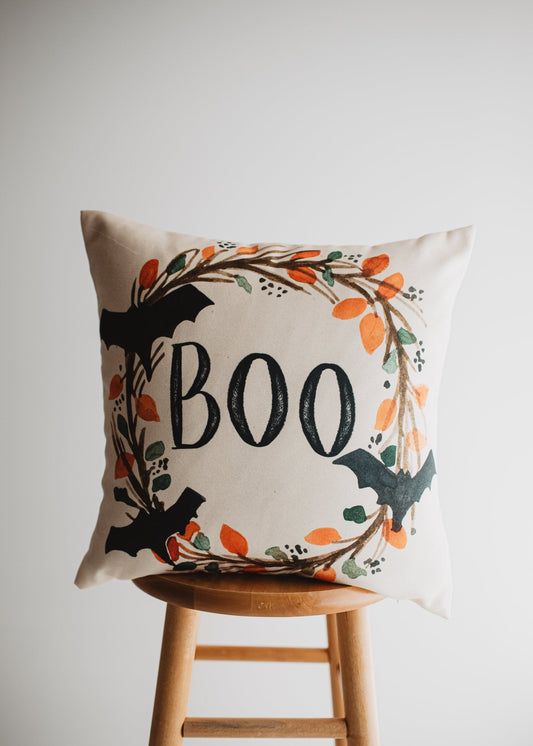 Boo Halloween Wreath Pillow Cover |  Fall decor | Farmhouse Pillows |