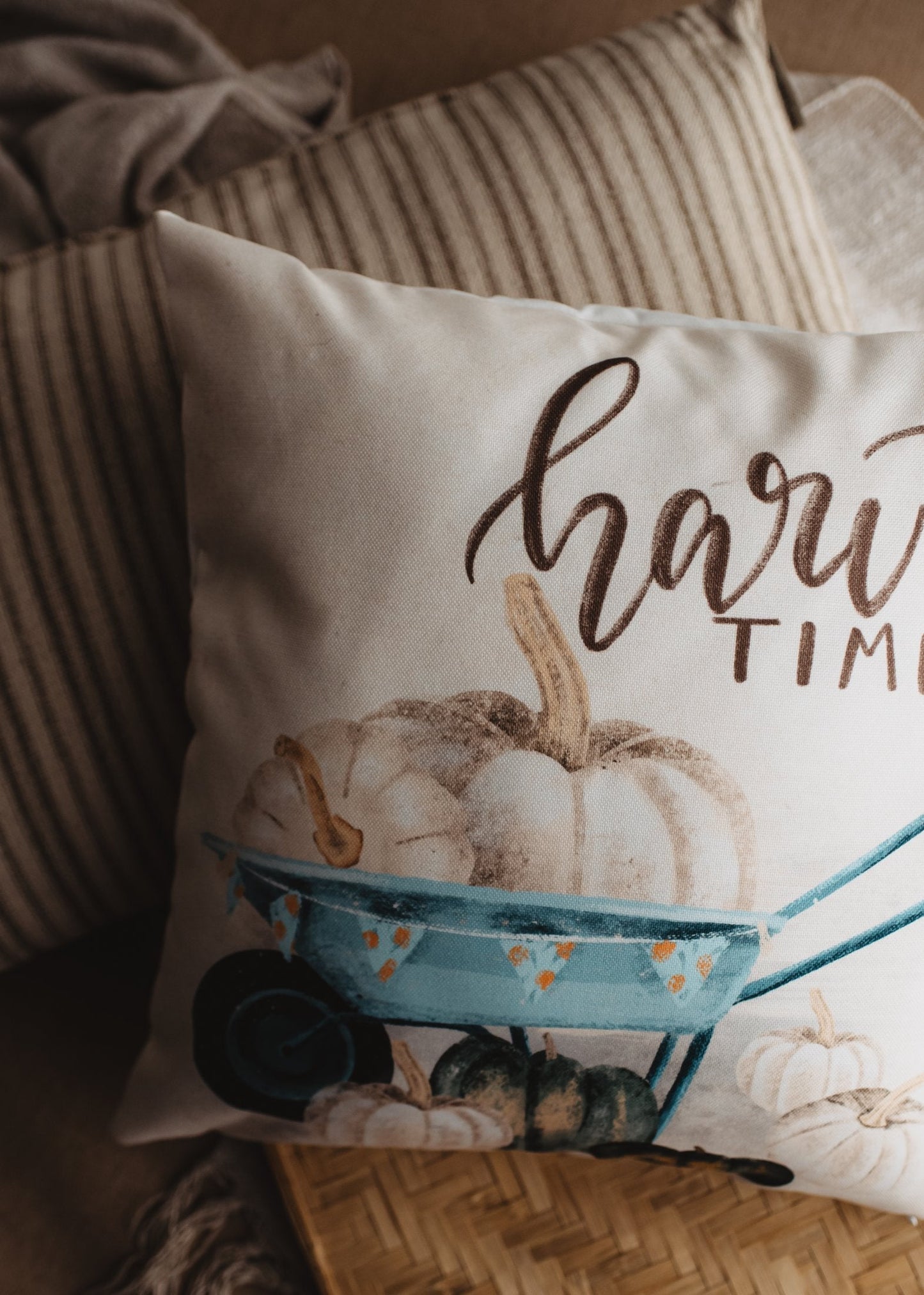 Give Thanks | Pumpkin Wagon Pillow | Farmhouse Pillows | Country Decor