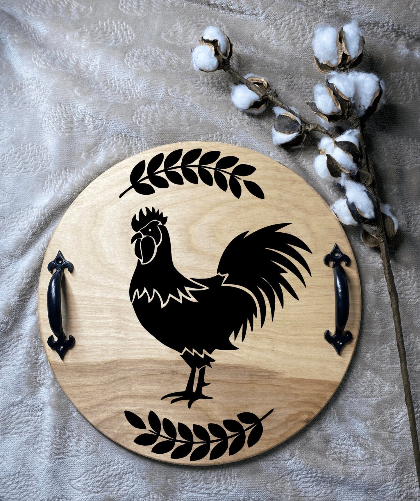 Rooster Kitchen Decor, Wood Serving Tray, Farmhouse Decor, Primitive